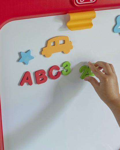 Step2 All Around Easel Board-Art & Craft Kit-Double‑Sided Easel Includes 94‑Piece Foam Magnet Kit-36M+