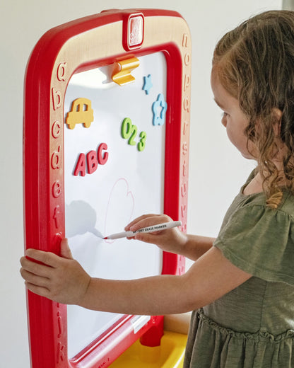 Step2 All Around Easel Board-Art & Craft Kit-Double‑Sided Easel Includes 94‑Piece Foam Magnet Kit-36M+