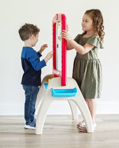 Step2 All Around Easel Board-Art & Craft Kit-Double‑Sided Easel Includes 94‑Piece Foam Magnet Kit-36M+