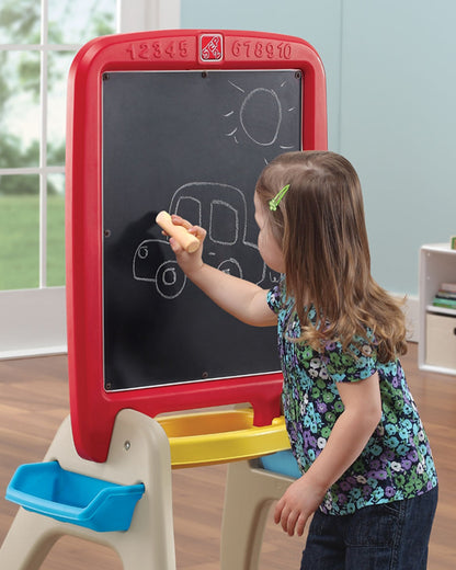 Step2 All Around Easel Board-Art & Craft Kit-Double‑Sided Easel Includes 94‑Piece Foam Magnet Kit-36M+