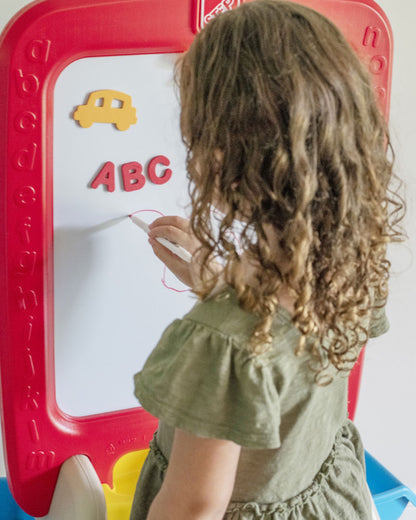 Step2 All Around Easel Board-Art & Craft Kit-Double‑Sided Easel Includes 94‑Piece Foam Magnet Kit-36M+