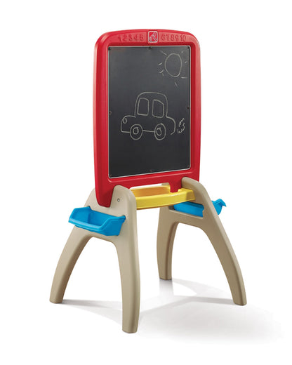 Step2 All Around Easel Board-Art & Craft Kit-Double‑Sided Easel Includes 94‑Piece Foam Magnet Kit-36M+