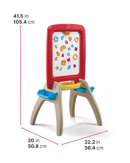 Step2 All Around Easel Board-Art & Craft Kit-Double‑Sided Easel Includes 94‑Piece Foam Magnet Kit-36M+