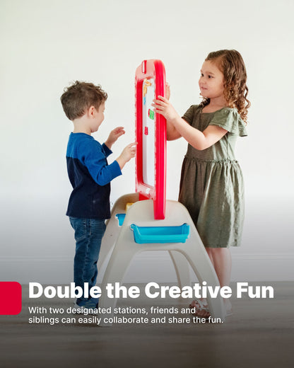 Step2 All Around Easel Board-Art & Craft Kit-Double‑Sided Easel Includes 94‑Piece Foam Magnet Kit-36M+