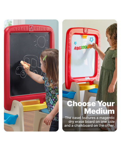 Step2 All Around Easel Board-Art & Craft Kit-Double‑Sided Easel Includes 94‑Piece Foam Magnet Kit-36M+