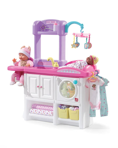 Step2 Love & Care Deluxe Nursery-Pretend & Play Toy-Features Baby Highchair & Crib With Mobile-24M+