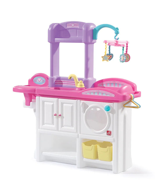 Step2 Love & Care Deluxe Nursery-Pretend & Play Toy-Features Baby Highchair & Crib With Mobile-24M+