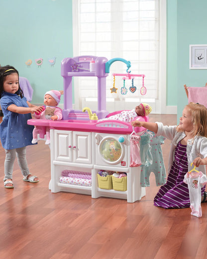 Step2 Love & Care Deluxe Nursery-Pretend & Play Toy-Features Baby Highchair & Crib With Mobile-24M+