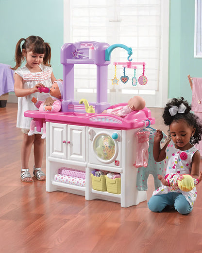 Step2 Love & Care Deluxe Nursery-Pretend & Play Toy-Features Baby Highchair & Crib With Mobile-24M+