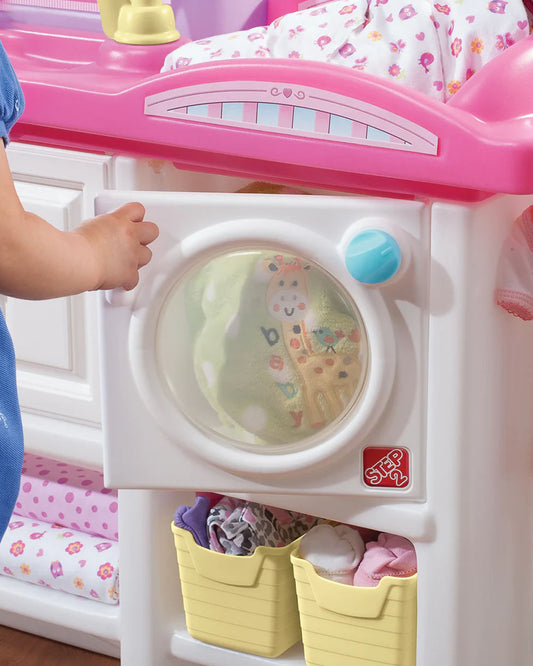 Step2 Love & Care Deluxe Nursery-Pretend & Play Toy-Features Baby Highchair & Crib With Mobile-24M+