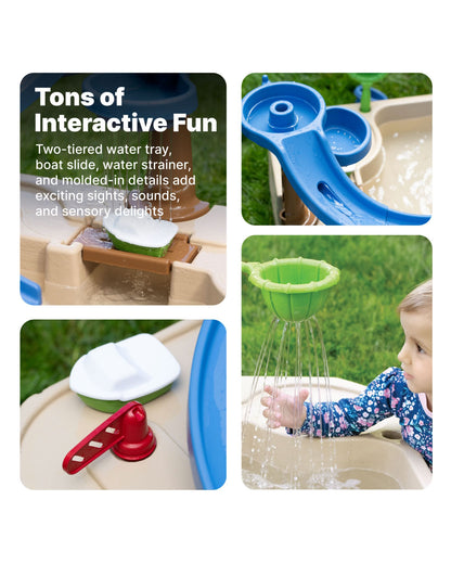 Step2 Naturally Playful Splashway Canal Table-Outdoor Toys-Boat Track Play with Flowing Waterways-Enhances Motor Skills-12M+