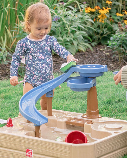 Step2 Naturally Playful Splashway Canal Table-Outdoor Toys-Boat Track Play with Flowing Waterways-Enhances Motor Skills-12M+