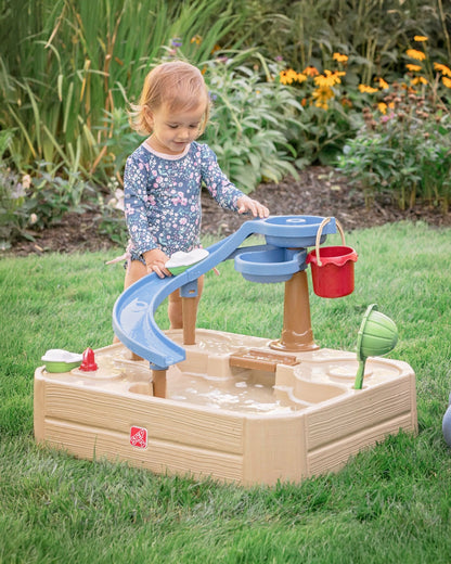 Step2 Naturally Playful Splashway Canal Table-Outdoor Toys-Boat Track Play with Flowing Waterways-Enhances Motor Skills-12M+