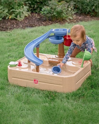 Step2 Naturally Playful Splashway Canal Table-Outdoor Toys-Boat Track Play with Flowing Waterways-Enhances Motor Skills-12M+
