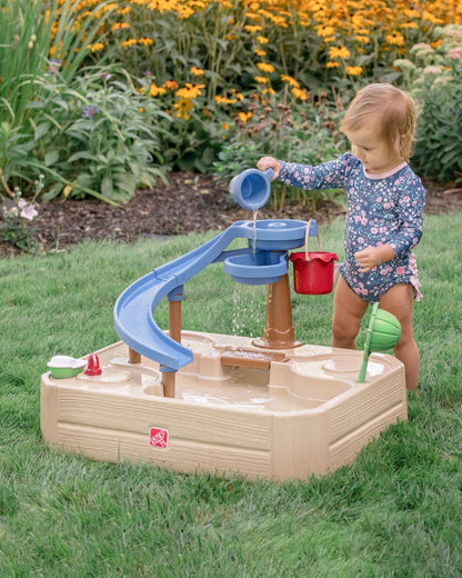 Step2 Naturally Playful Splashway Canal Table-Outdoor Toys-Boat Track Play with Flowing Waterways-Enhances Motor Skills-12M+