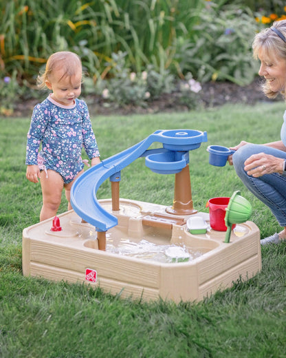 Step2 Naturally Playful Splashway Canal Table-Outdoor Toys-Boat Track Play with Flowing Waterways-Enhances Motor Skills-12M+