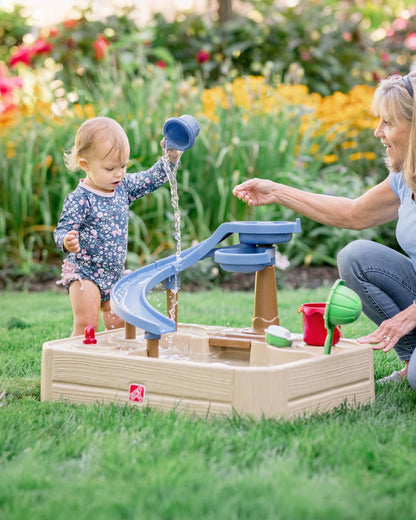 Step2 Naturally Playful Splashway Canal Table-Outdoor Toys-Boat Track Play with Flowing Waterways-Enhances Motor Skills-12M+