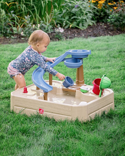 Step2 Naturally Playful Splashway Canal Table-Outdoor Toys-Boat Track Play with Flowing Waterways-Enhances Motor Skills-12M+