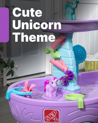 Step2 Rain Showers & Unicorns Water Table-Outdoor Toy-Magical Rainfall with Unicorn Figurines-Encourages Sensory & Imaginative Play-18M+