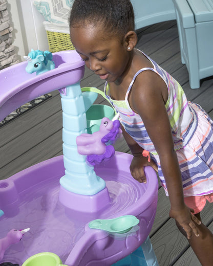 Step2 Rain Showers & Unicorns Water Table-Outdoor Toy-Magical Rainfall with Unicorn Figurines-Encourages Sensory & Imaginative Play-18M+