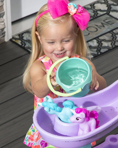 Step2 Rain Showers & Unicorns Water Table-Outdoor Toy-Magical Rainfall with Unicorn Figurines-Encourages Sensory & Imaginative Play-18M+