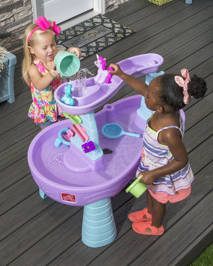 Step2 Rain Showers & Unicorns Water Table-Outdoor Toy-Magical Rainfall with Unicorn Figurines-Encourages Sensory & Imaginative Play-18M+