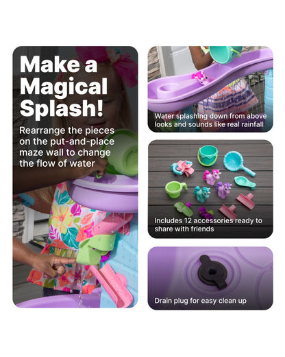 Step2 Rain Showers & Unicorns Water Table-Outdoor Toy-Magical Rainfall with Unicorn Figurines-Encourages Sensory & Imaginative Play-18M+