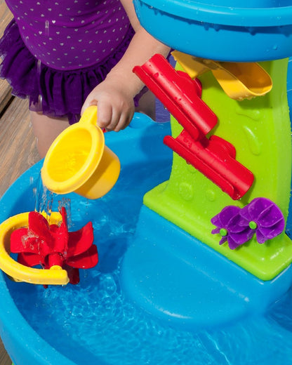 Step2 Rain Showers Splash Pond Table-Outdoor Toys-Magical Rainfall with Spinning Maze-Encourages Sensory Play-18M+