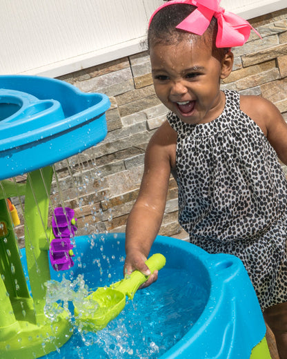 Step2 Summer Showers Splash Tower Water Table-Outdoor Toy-Water Pour Tower-Includes 8 Piece Accessory Set-18M+