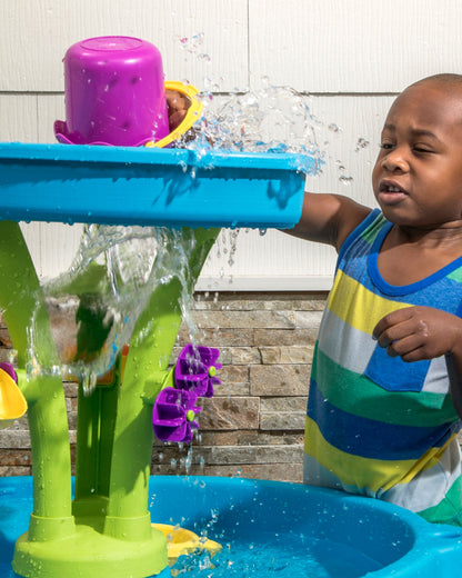 Step2 Summer Showers Splash Tower Water Table-Outdoor Toy-Water Pour Tower-Includes 8 Piece Accessory Set-18M+