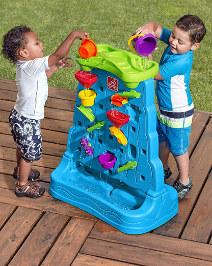 Step2 Waterfall Discovery Wall-Outdoor Toy-Scoop & Pour Water Maze-Double‑Sided Water Wall Design for Creative Play-18M+