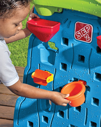 Step2 Waterfall Discovery Wall-Outdoor Toy-Scoop & Pour Water Maze-Double‑Sided Water Wall Design for Creative Play-18M+