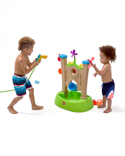 Step2 Waterpark Arcade-Outdoor Toy-Hose Connected Water Blaster With Multi Target Splash Wall & Spill Bucket-36M+