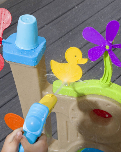 Step2 Waterpark Arcade-Outdoor Toy-Hose Connected Water Blaster With Multi Target Splash Wall & Spill Bucket-36M+