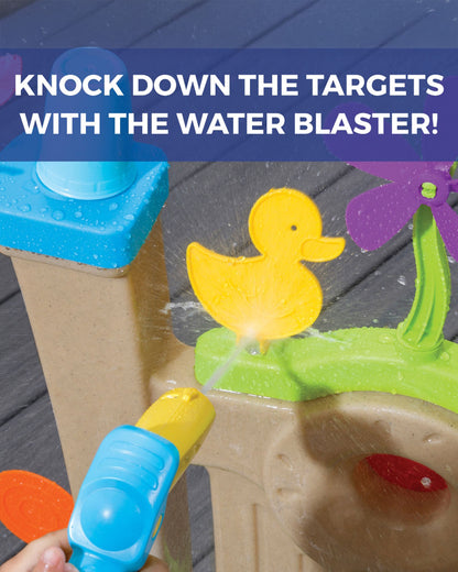 Step2 Waterpark Arcade-Outdoor Toy-Hose Connected Water Blaster With Multi Target Splash Wall & Spill Bucket-36M+