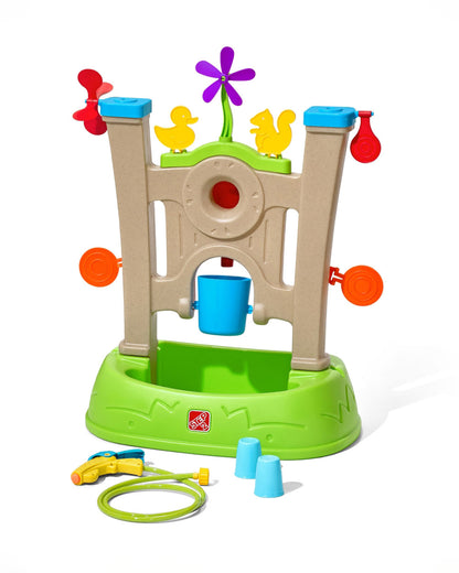 Step2 Waterpark Arcade-Outdoor Toy-Hose Connected Water Blaster With Multi Target Splash Wall & Spill Bucket-36M+