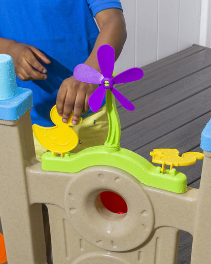 Step2 Waterpark Arcade-Outdoor Toy-Hose Connected Water Blaster With Multi Target Splash Wall & Spill Bucket-36M+