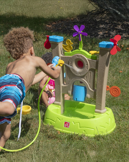 Step2 Waterpark Arcade-Outdoor Toy-Hose Connected Water Blaster With Multi Target Splash Wall & Spill Bucket-36M+