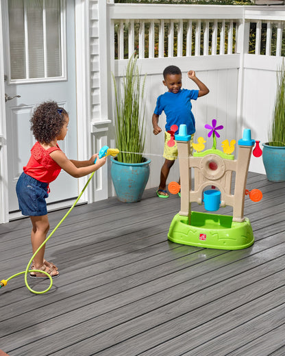 Step2 Waterpark Arcade-Outdoor Toy-Hose Connected Water Blaster With Multi Target Splash Wall & Spill Bucket-36M+