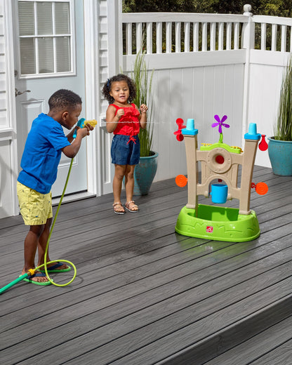 Step2 Waterpark Arcade-Outdoor Toy-Hose Connected Water Blaster With Multi Target Splash Wall & Spill Bucket-36M+