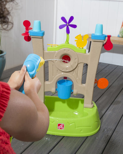 Step2 Waterpark Arcade-Outdoor Toy-Hose Connected Water Blaster With Multi Target Splash Wall & Spill Bucket-36M+