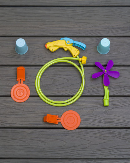 Step2 Waterpark Arcade-Outdoor Toy-Hose Connected Water Blaster With Multi Target Splash Wall & Spill Bucket-36M+