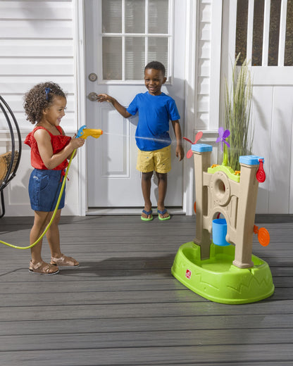 Step2 Waterpark Arcade-Outdoor Toy-Hose Connected Water Blaster With Multi Target Splash Wall & Spill Bucket-36M+
