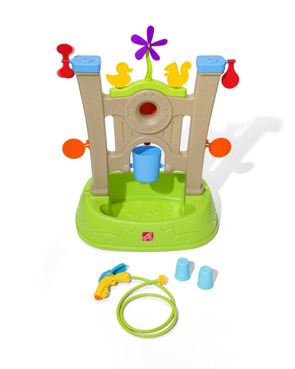 Step2 Waterpark Arcade-Outdoor Toy-Hose Connected Water Blaster With Multi Target Splash Wall & Spill Bucket-36M+