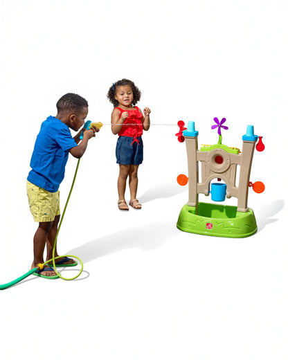 Step2 Waterpark Arcade-Outdoor Toy-Hose Connected Water Blaster With Multi Target Splash Wall & Spill Bucket-36M+