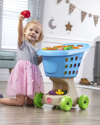 Step2 Little Helper's Shopping Cart-Pretend & Play Toy-Built-in Doll Seat & Under‑Basket Storage-24M+