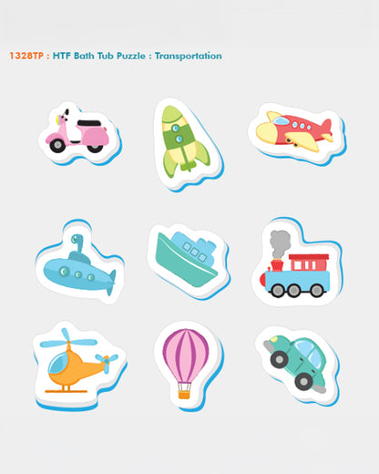 Sunta Transportation Bath Toy-9 Floating Vehicle Pieces-Sticks On Wet Tiles-10M+