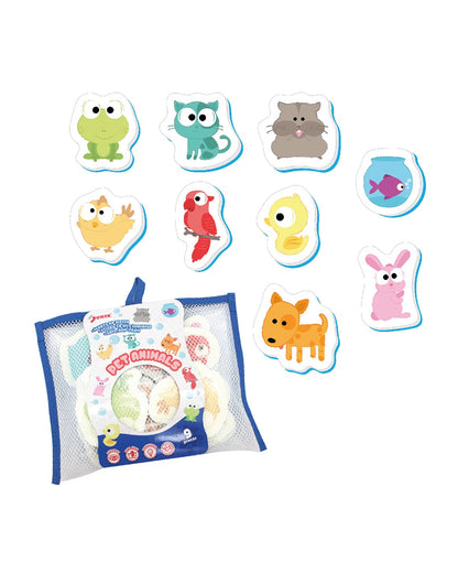 Sunta Pet Animals Bath Toy-9 Floating Animals Pieces-Sticks On Wet Tiles-10M+