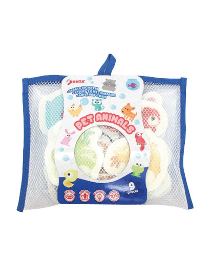 Sunta Pet Animals Bath Toy-9 Floating Animals Pieces-Sticks On Wet Tiles-10M+