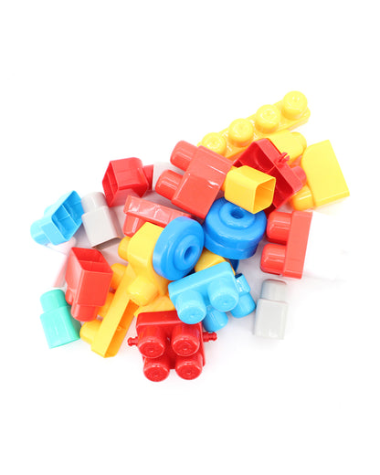 Sunta School Bus Building Blocks-30 Colorful Pieces In Portable Trolley Container-Promotes Creativity & Motor Skills-18M+